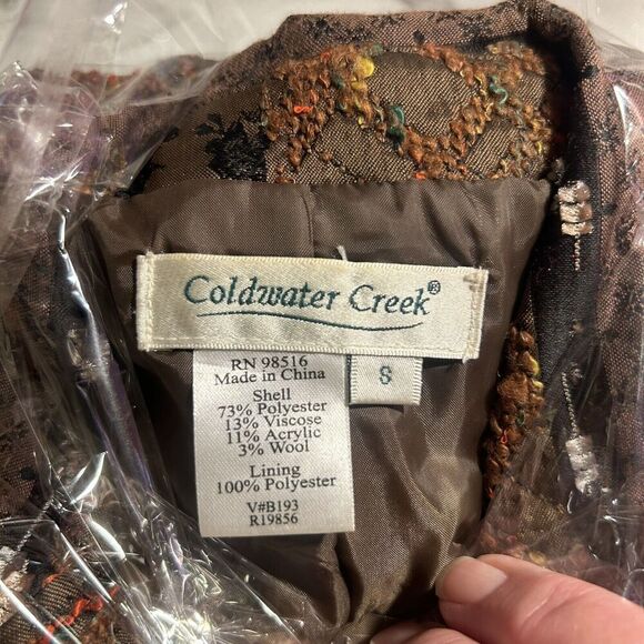 Coldwater Creek Womens Blazer Sz S Brown Button Front Native Floral Print Lined - Picture 8 of 9